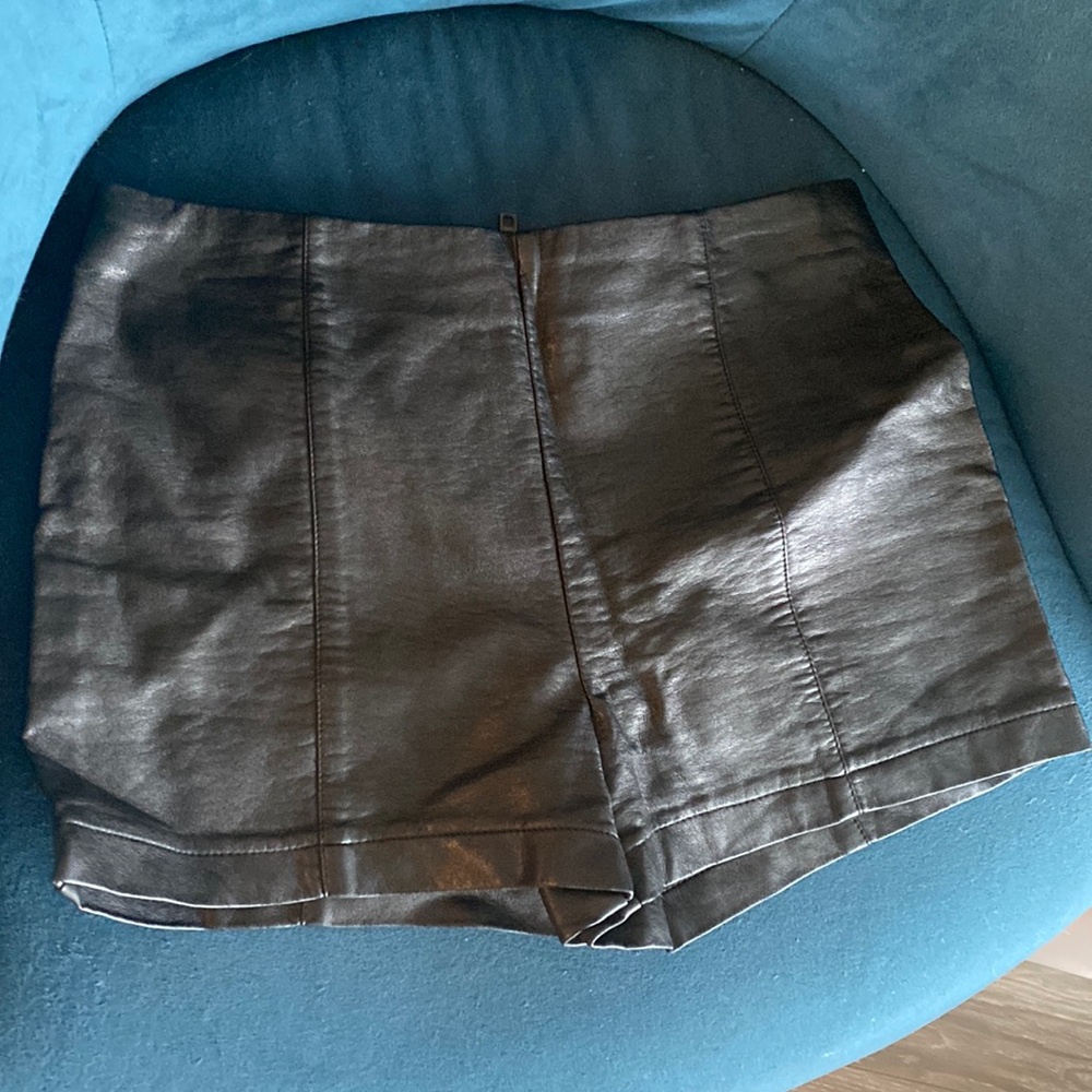 Sparkle and Fade black leather shorts